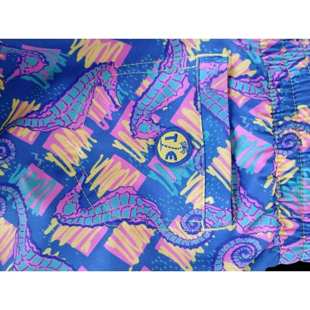 TIPSY ELVES Women Shorts Sz XS Multicolor‎ Seahorse Print Beach Pocket Running